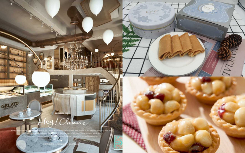 原味夏威夷豆塔（10入定價$350）、花生蕾絲薄餅（330g $350），另外有另有巧克力、肉鬆及柚香伯爵多樣內餡。（圖／名坂奇洋菓子提供）