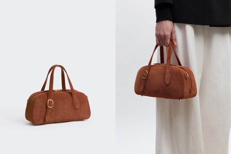 Small Asra Boston Bag全新赤陶色靈感取自陽光灑落的陶土色澤，溫暖而沉穩，為日常造型增添一抹洗鍊氣息。