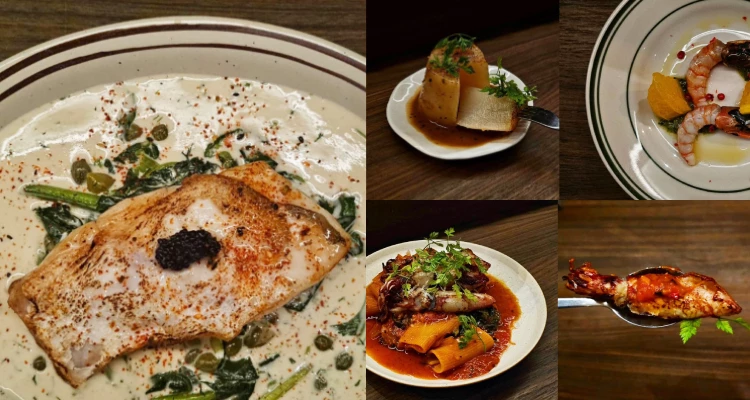 至於料理…老實說，我也只能就當時吃到的餐點內容，去記住那些很直接的感受。從微辣又清爽的秋葵櫻花蝦冷盤開始，到軟嫩入味的雞湯醬汁菜頭、脆口到不行的雞胗，再到肉質鮮美的酸豆時令海魚，以及讓人忍不住吃到見底的茄汁小卷水管麵，最後以那份帶著酒香的招牌提拉米蘇收尾。菜色或許會隨季節更替，但那種「依舊驚艷、氛圍依舊舒心」的感覺，倒是一直沒變。