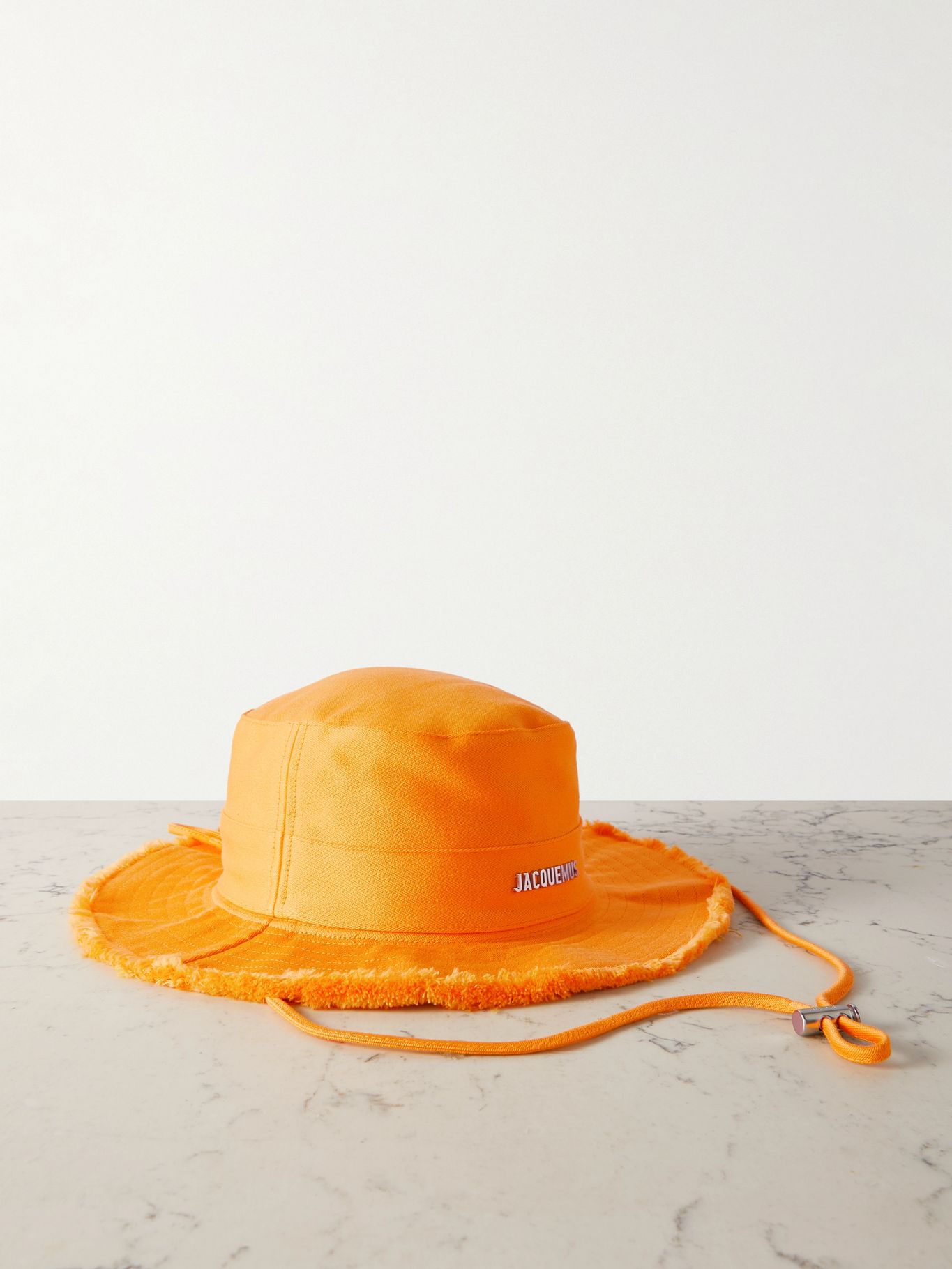 JACQUEMUS Le Bob Artichaut embellished frayed cotton-canvas bucket hat