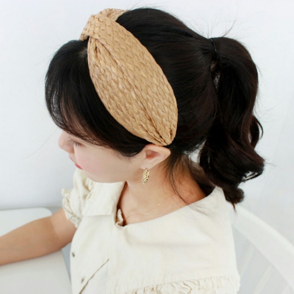 【89 zone】法式古典時尚氣質草編寬邊髮飾/髮箍 1 入