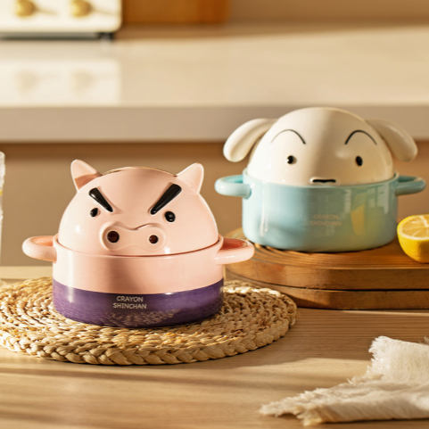 預購送精美小禮品【遊戲家】蠟筆小新 帶蓋泡麵碗 左衛門 小白 湯碗 泡面碗 (不挑款不挑角色出貨)