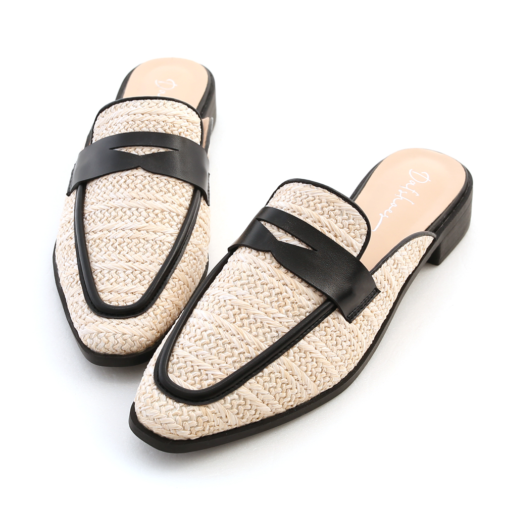 D+AF 香榭風尚．草編拼接撞色穆勒鞋