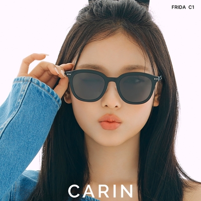 CARIN NewJeans配戴款 方框偏光太陽眼鏡/黑 深灰偏光鏡片#FRIDA C1