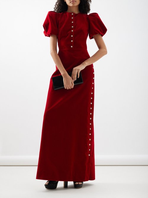 The Vampire's Wife - The Confessional Balloon-sleeve Velvet Gown - Womens - Red