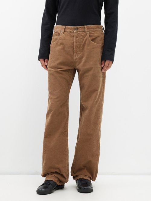 Saint Laurent - Wide-leg Cotton-corduroy Trousers - Mens - Brown