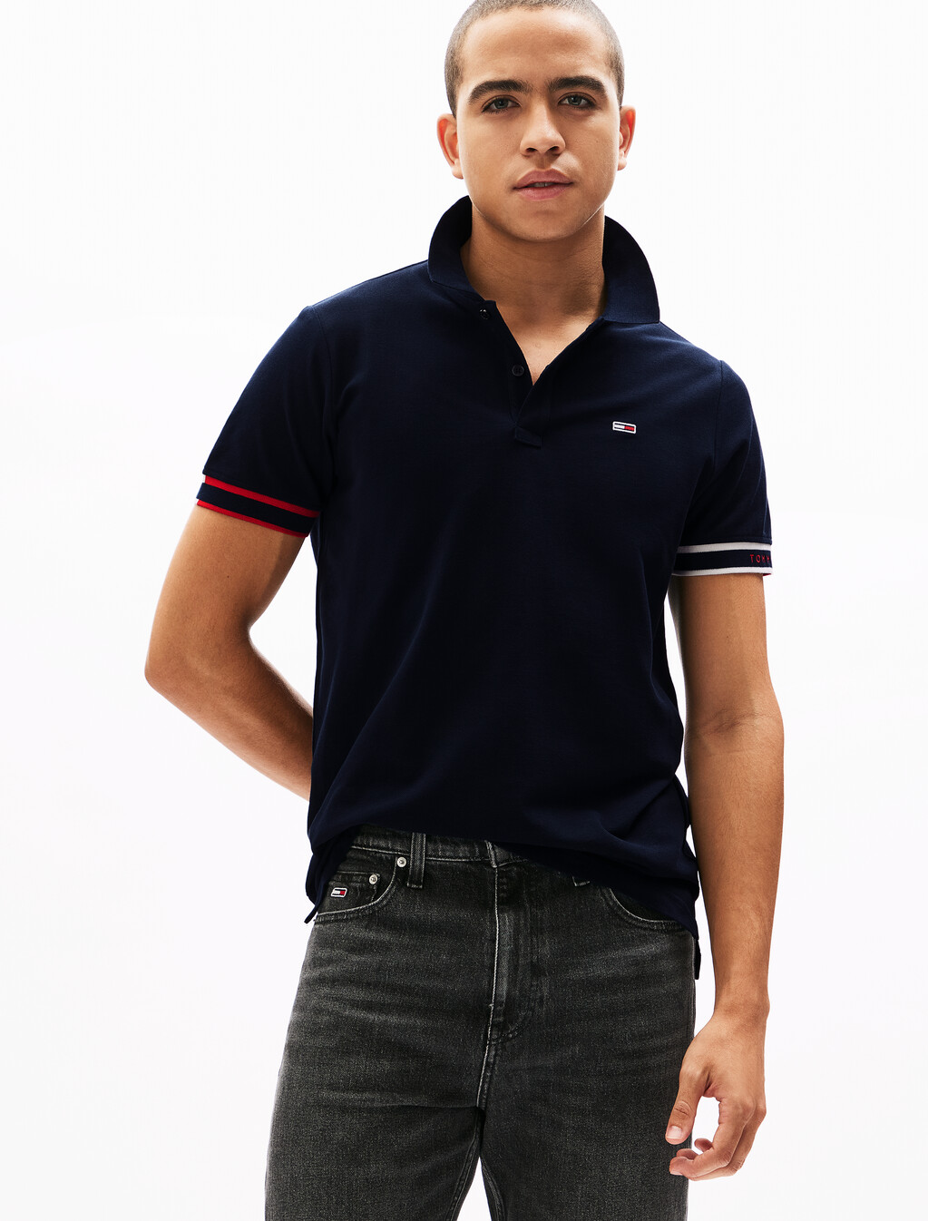 旗幟袖口修身 Polo 衫