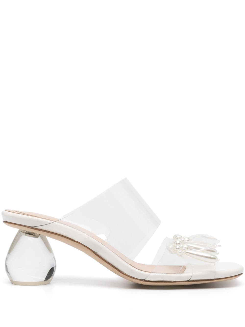 Simone Rocha - 70mm bead-detail sandals - women - PVC/Calf Leather/Calf Leather - 37 - White