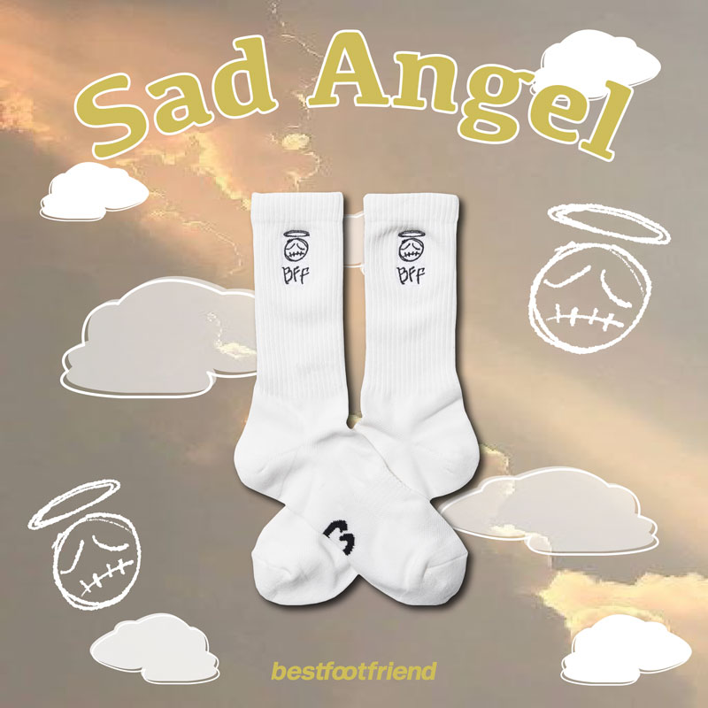 BEST FOOT FRIEND BF24004-WH SAD ANGEL 憂傷天使 BFF 中筒襪 / 小腿襪 (白色)