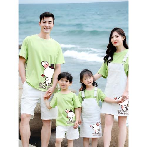 不一樣的親子裝炸街夏裝一家三口四口母子母女裝套裝洋氣背帶裙潮