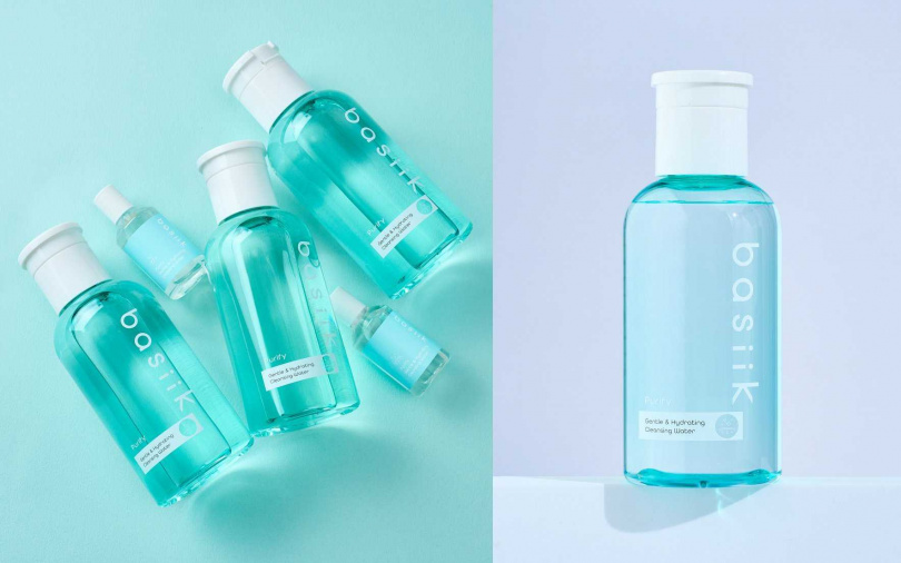 basiik微生平衡溫和淨潤卸妝水20ml／200元、200ml／680元  用化妝棉單手輕壓特殊壓頭，敷在眼唇上短短三秒，防水彩妝就溫和溶解得乾乾淨淨。（圖／品牌提供）