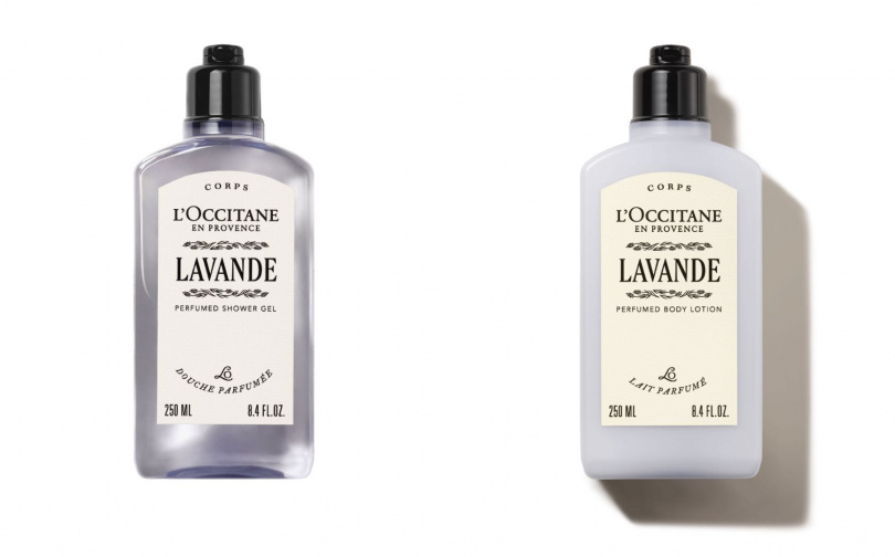 歐舒丹薰衣草沐浴膠250ml／900元、薰衣草美體乳250ml／1,360元。（圖／品牌提供）