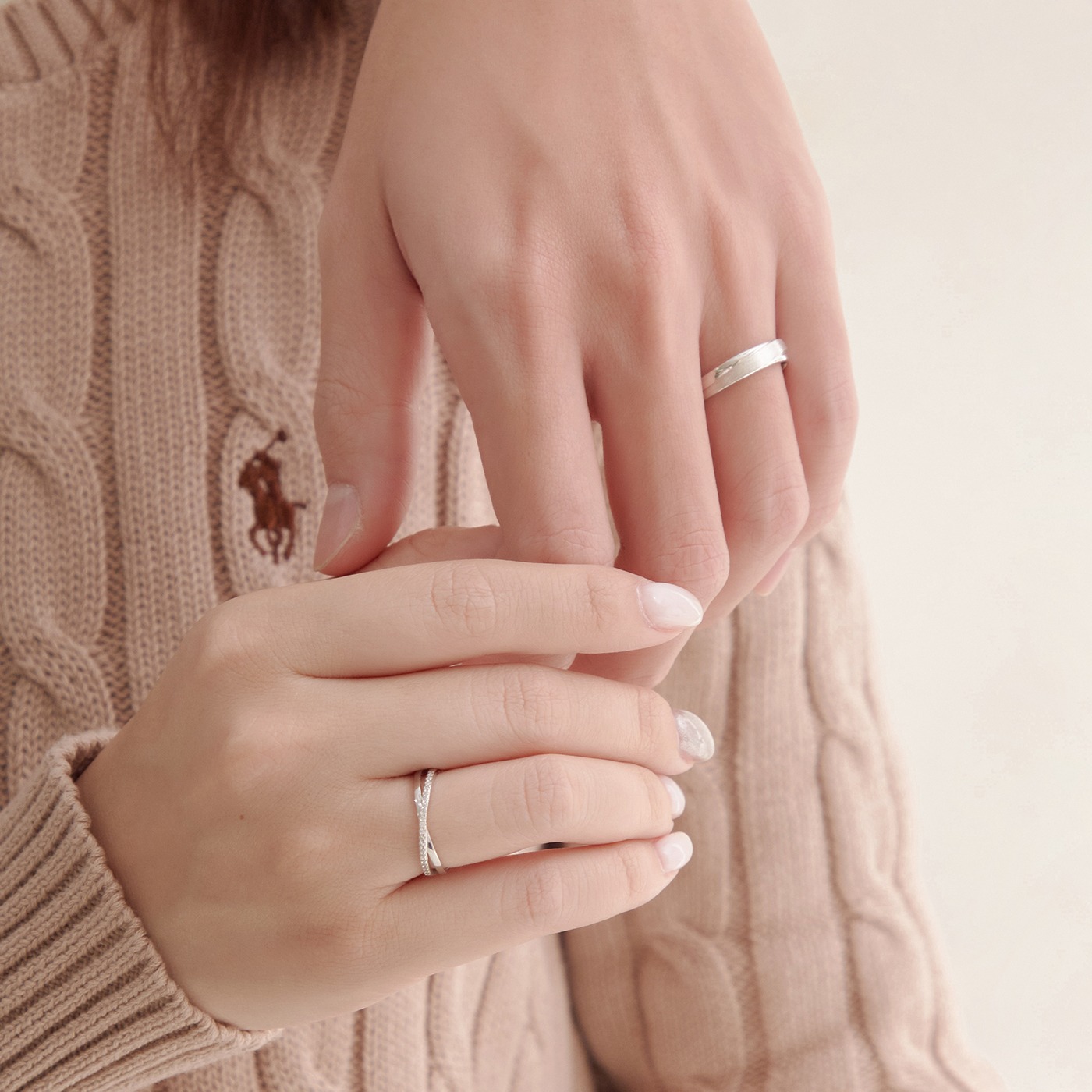 【BONNY&READ飾品】[純銀] 許下心願情侶戒指組 純銀 素面 小鑽 戒指 對戒 情侶 情侶對戒 送禮 情人節