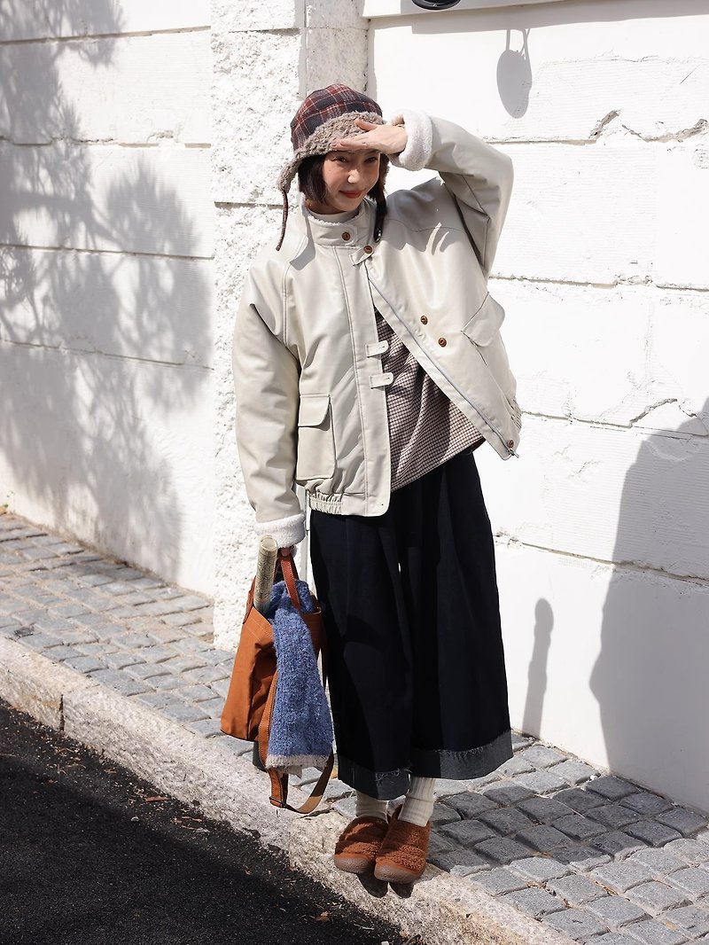 odd maker圓領短外套女皮夾克寬松帥氣小個子機車小翻領皮衣上衣