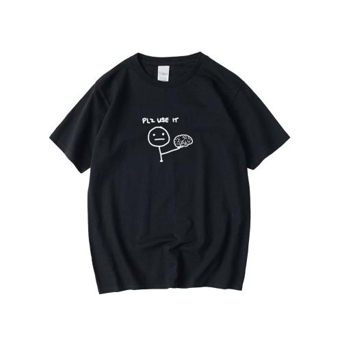 春夏新品嘲諷諷刺腦殘搞笑短袖T恤惡搞設計沒帶腦子純棉圓領衣服