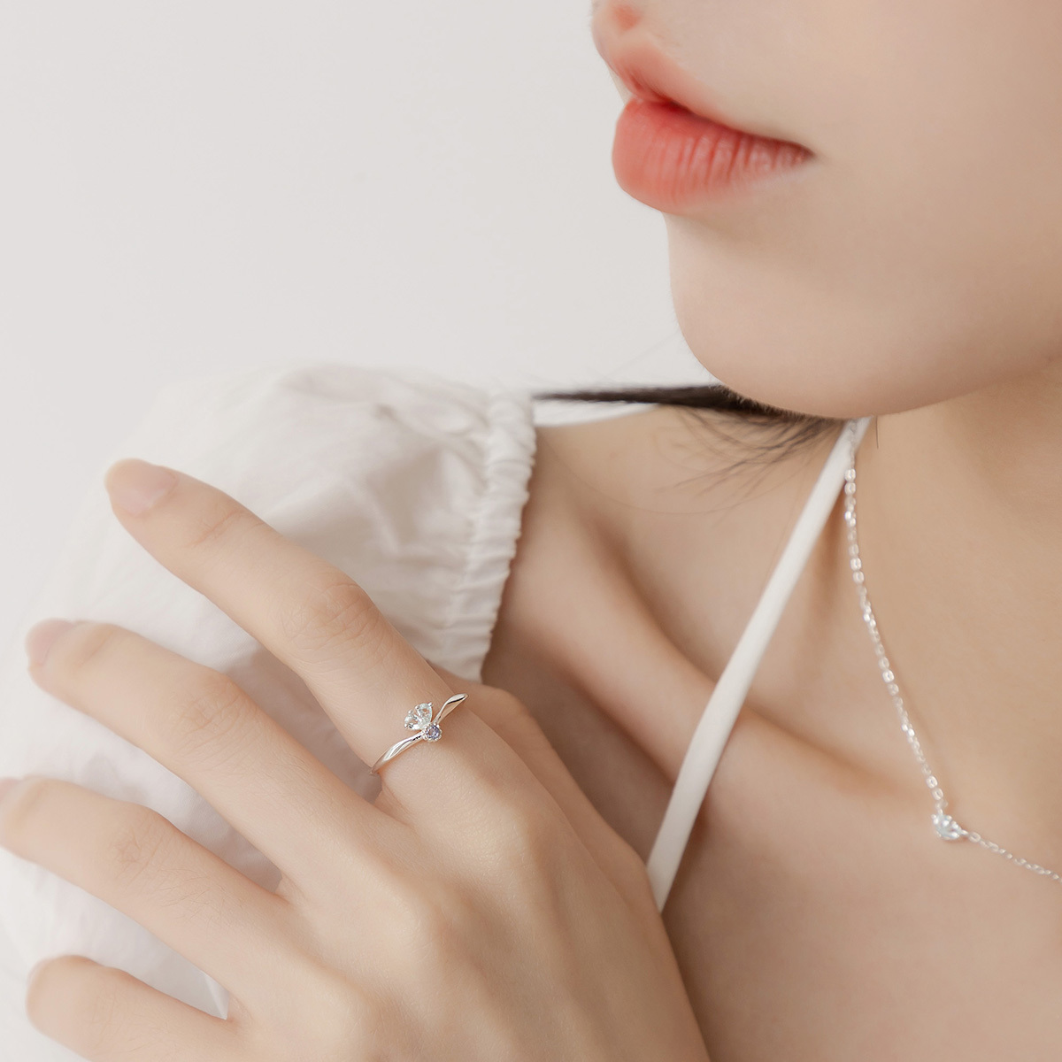 (限量)盼 | 堇青石 托帕石 S925純銀 | 愛戀雙心戒指