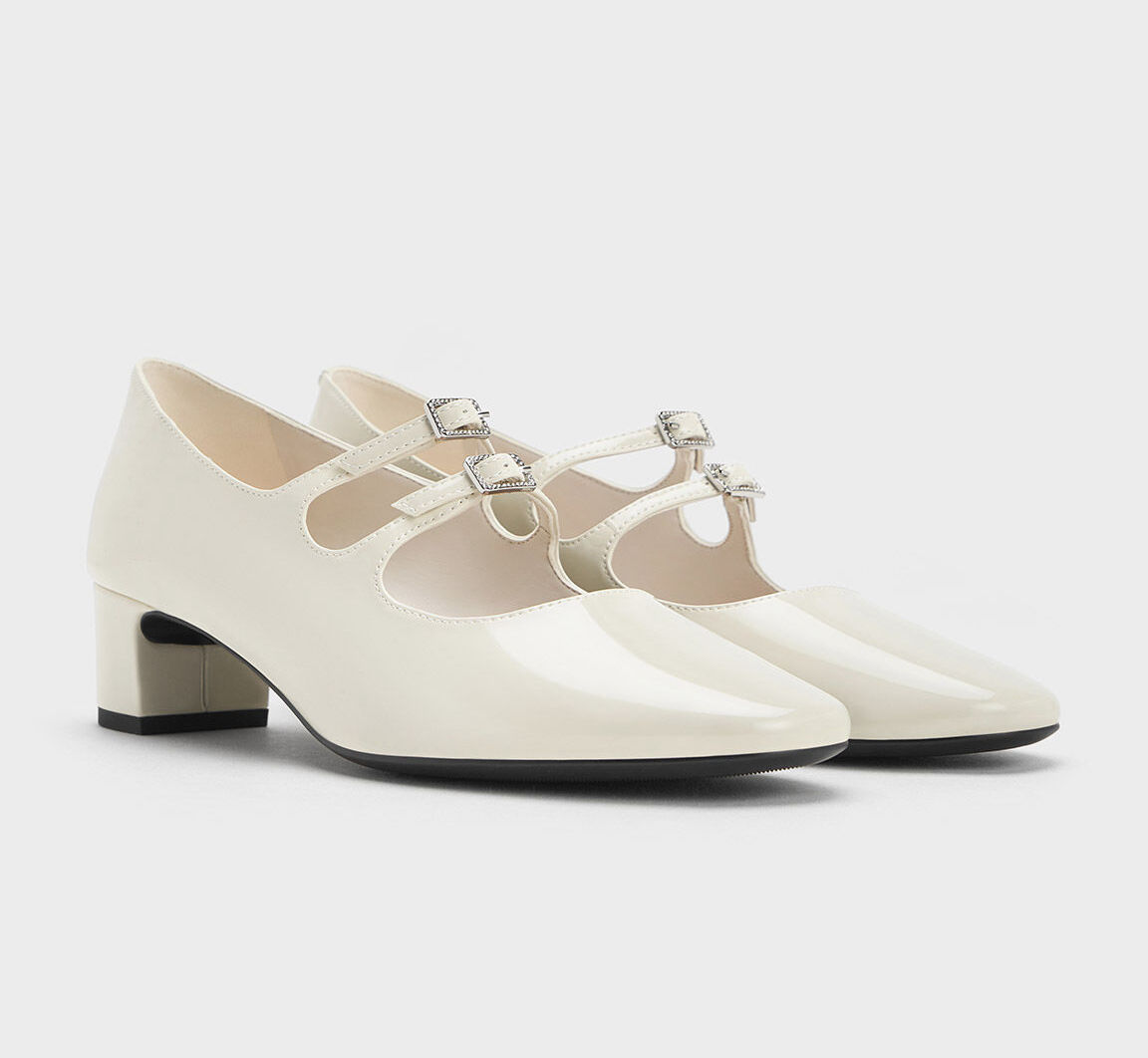 CHARLES & KEITH 雙帶釦環粗跟鞋