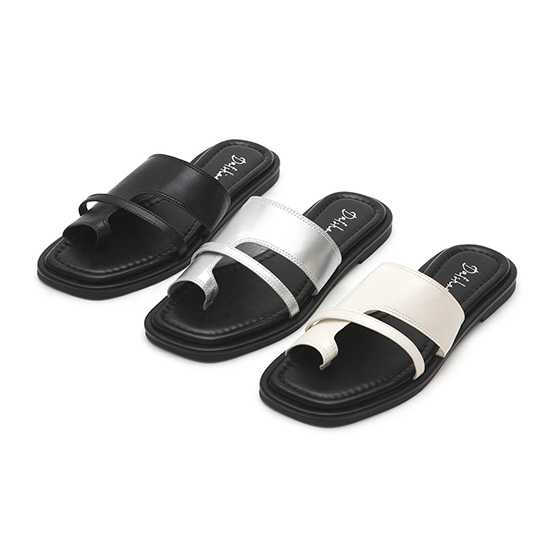 薄底鞋推薦 愜意方頭寬版套趾平底拖鞋