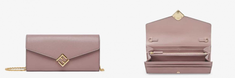 紫粉色FF Diamonds長款皮夾配飾鏈／28,400元（圖／品牌提供）