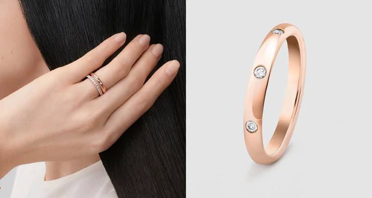 Van Cleef & Arpels（梵克雅寶）向來以詩意美學著稱，這款「Tendrement Étoiles」鑽戒，在溫潤流暢的戒身中，錯落有致地點綴著如繁星般閃爍的小鑽。沒有過度張揚的設計，卻在指縫間流轉著法國珠寶世家特有的優雅與浪漫，彷彿隨身攜帶了一片溫柔星空。（商品價格約：NTD 47,800）
