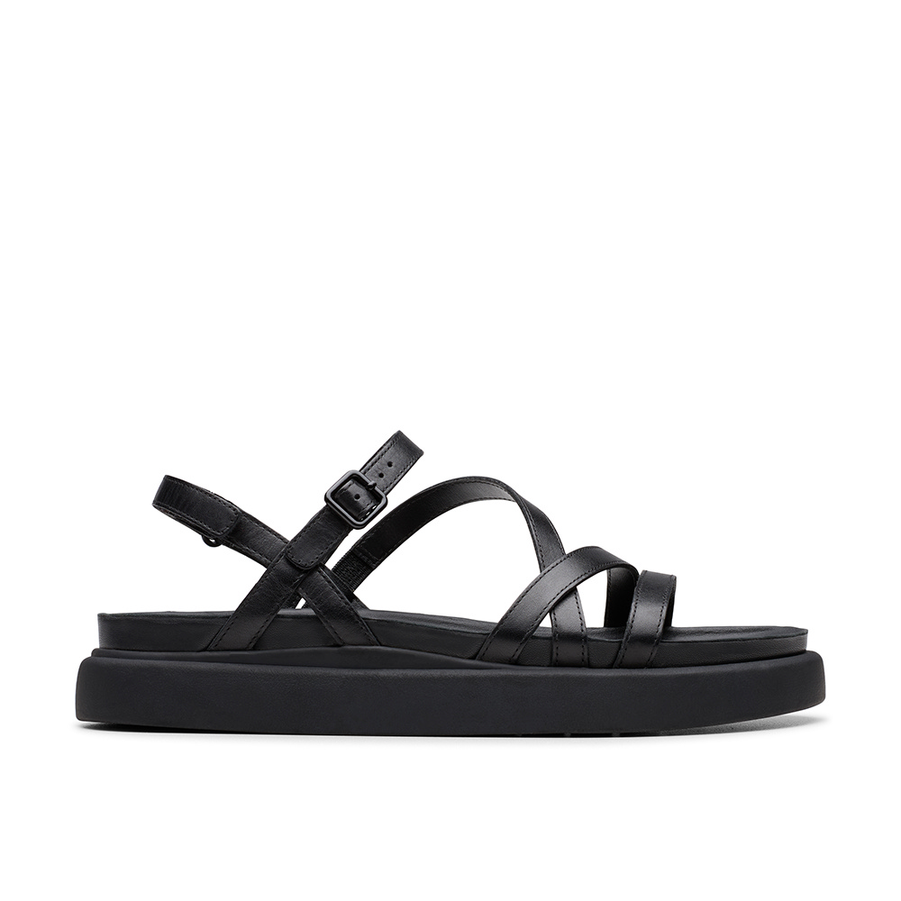 Clarks 夏日時刻- Aristella Rose 全皮革細帶交織輕量平底涼鞋 (黑色) CLF81259S-女