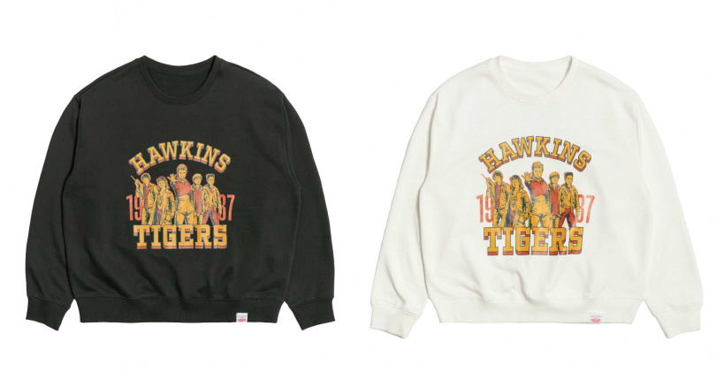 GETCHI X STRANGER THINGS Hawkins Tigers長袖大學T（圖／品牌提供）