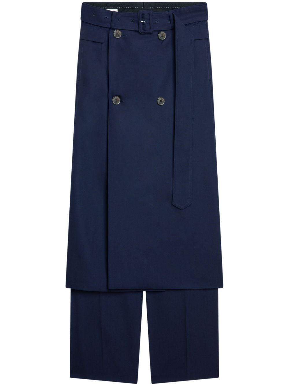 DRIES VAN NOTEN - skirt-layered straight trousers - men - Polyester/Wool - 50 - Blue