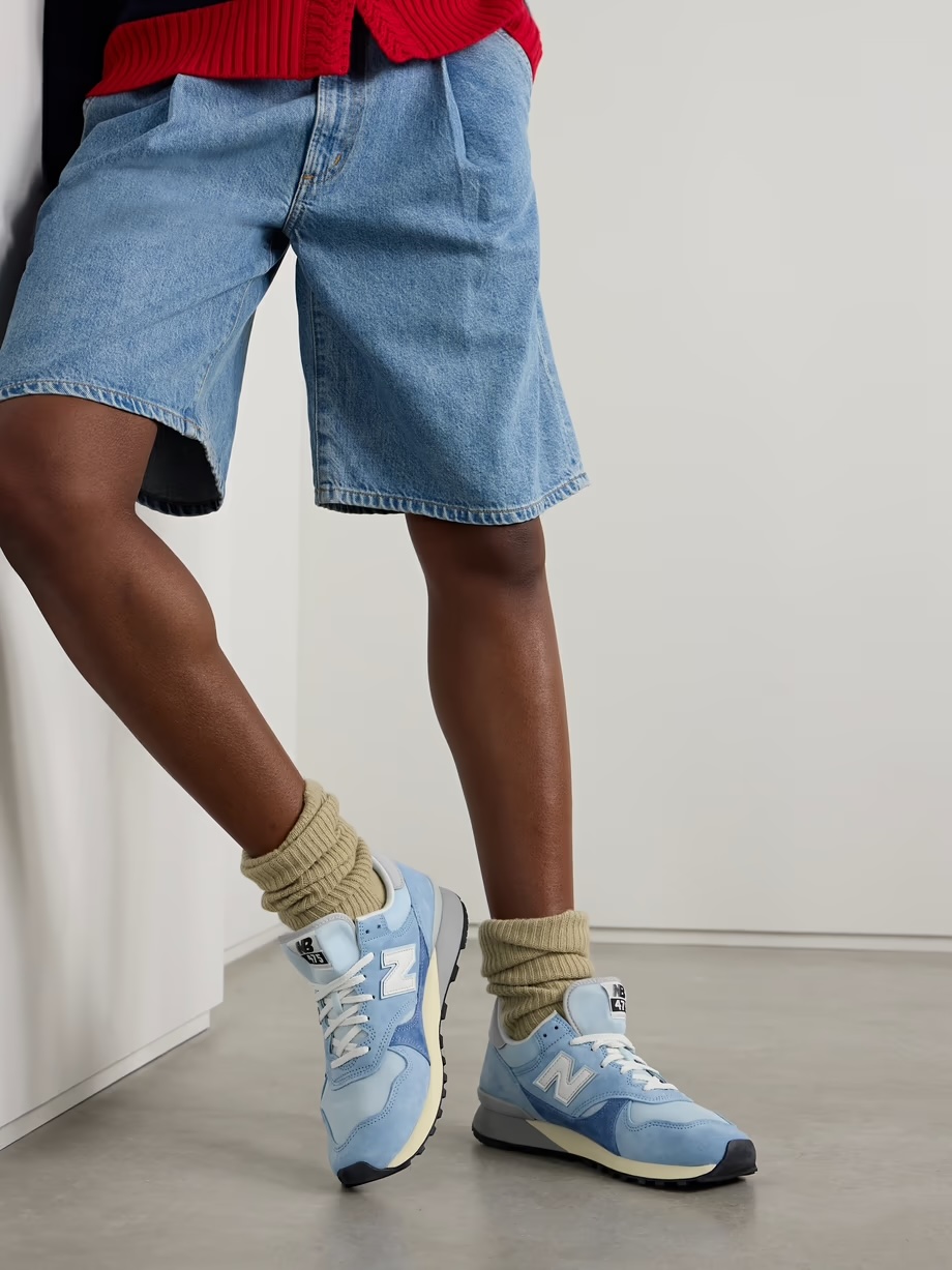 NEW BALANCE 574 leather-trimmed suede and mesh sneakers