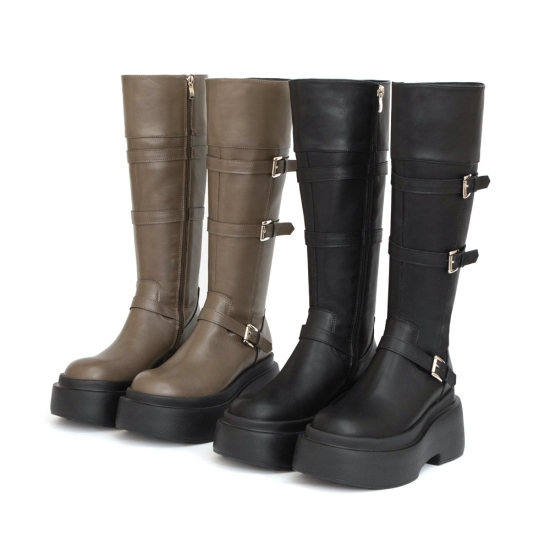 D+AF 金屬釦環機車靴推薦 暗黑硬派Plus級加厚鬆糕底褲管短靴