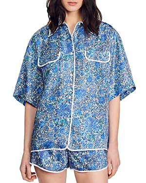 Sandro Anja Silk Pajama Shirt