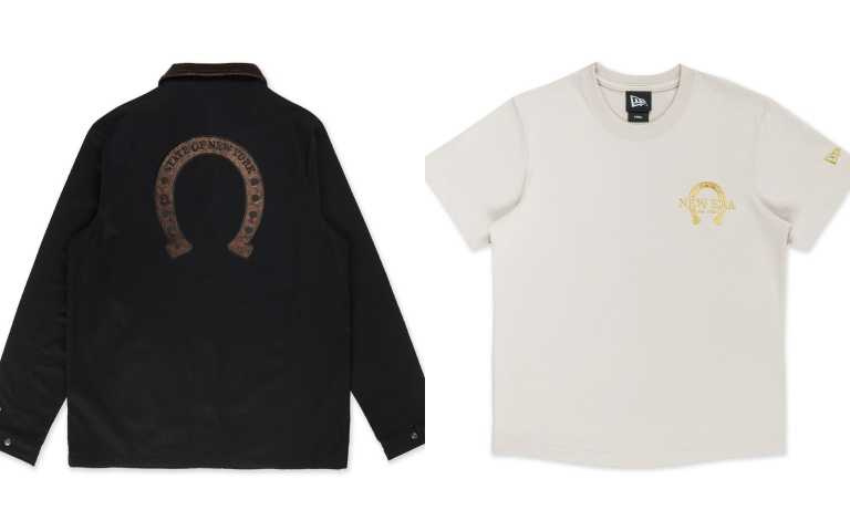 New Era外套YEAR OF THE HORSE黑/4,980元。女短袖Tee YEAR OF THE HORSE NEW ERA 石灰 /1,380元（圖／品牌提供）