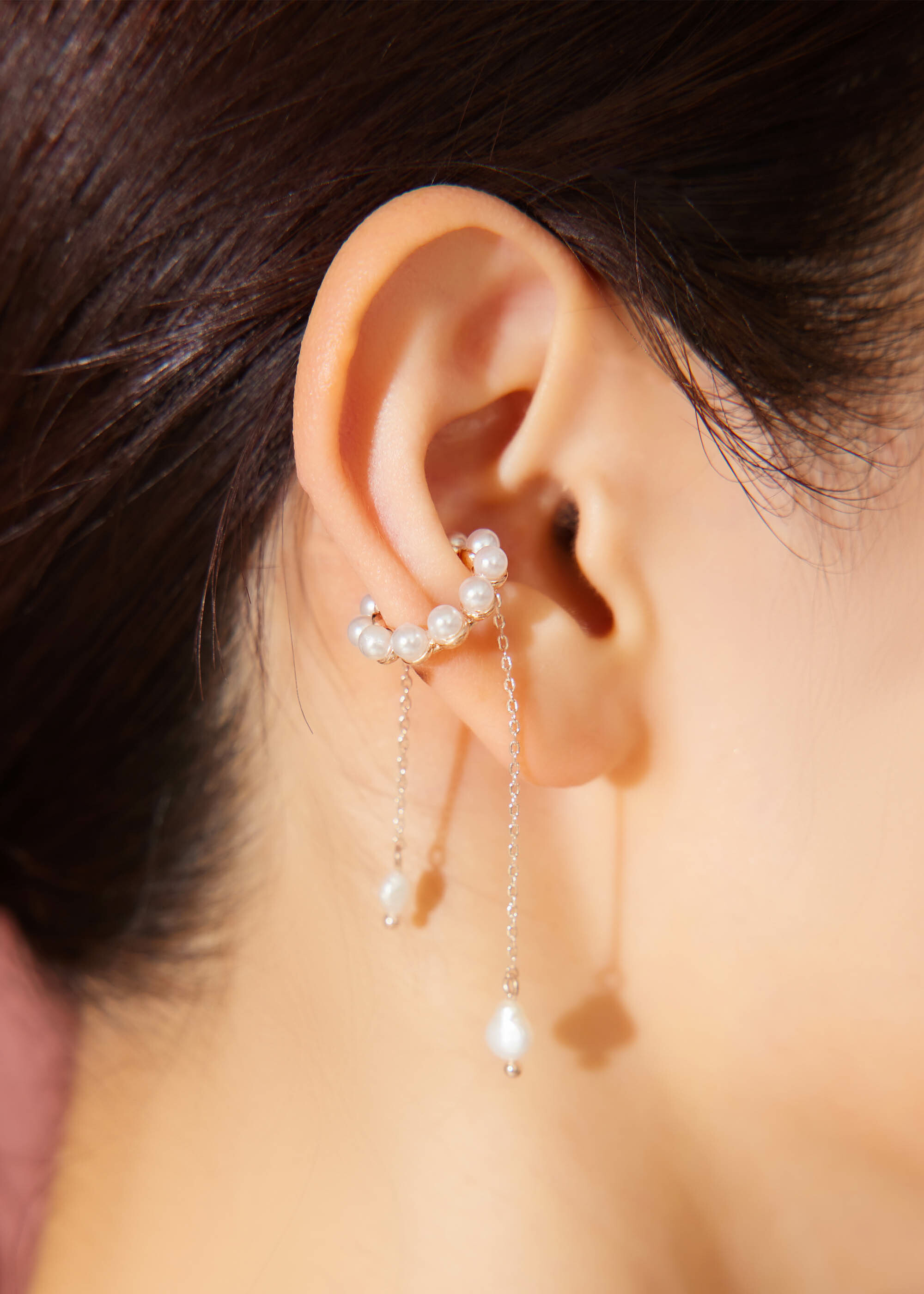 垂墜珍珠．耳骨夾