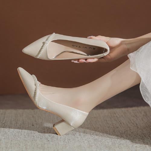 【LN】★絕美女神珍珠婚鞋新娘鞋(女鞋/低跟/跟鞋/皮鞋)