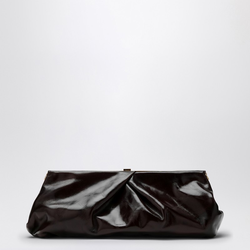 Dark brown leather clutch
