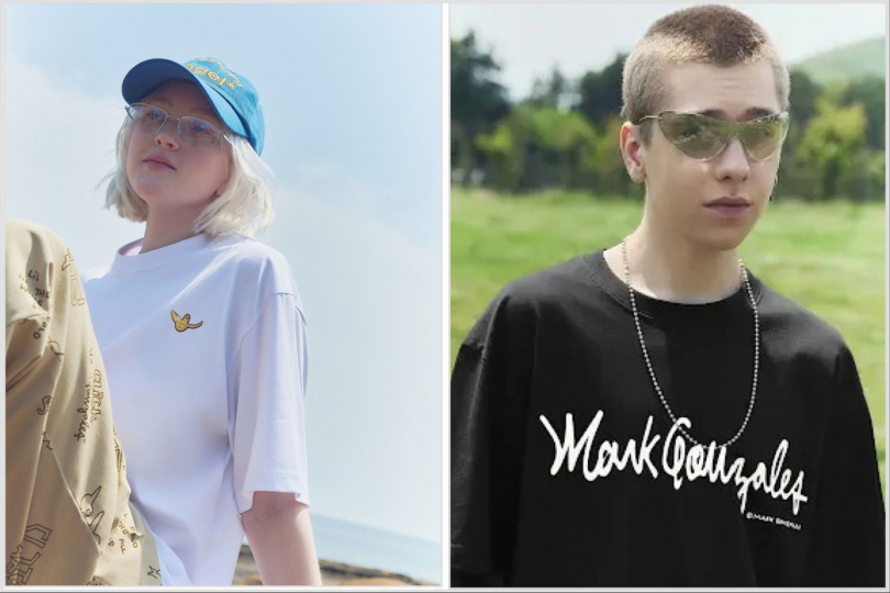 （右）Mark Gonzales LOGO OG Tim Z252UST020 BLACK（建議售價1,680元）。（左）Mark Gonzales 小天使布章 OG 經典T恤 WHITE（建議售價1,680元）。（圖／品牌提供）