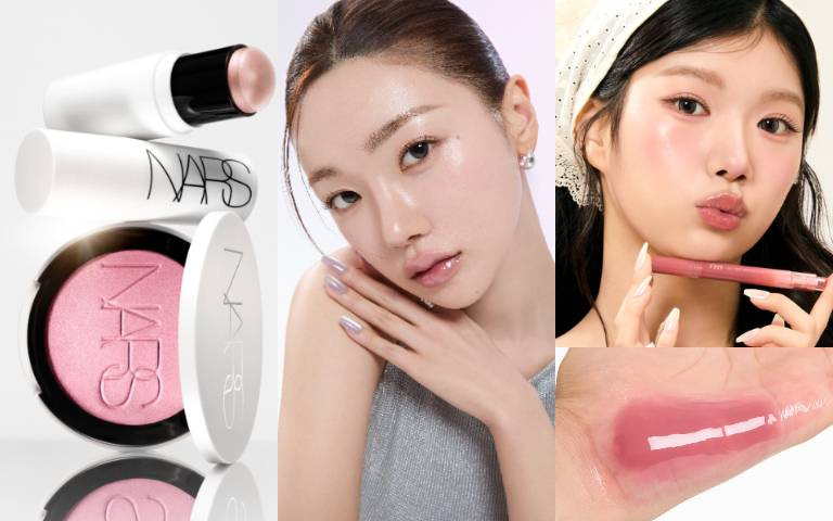2026妝容關鍵字：濾淨透明肌 × 過量腮紅！PONY EFFECT妝前乳校正蠟黃、NARS水光腮紅與I'm meme光波唇凍，打造韓系女團顏值