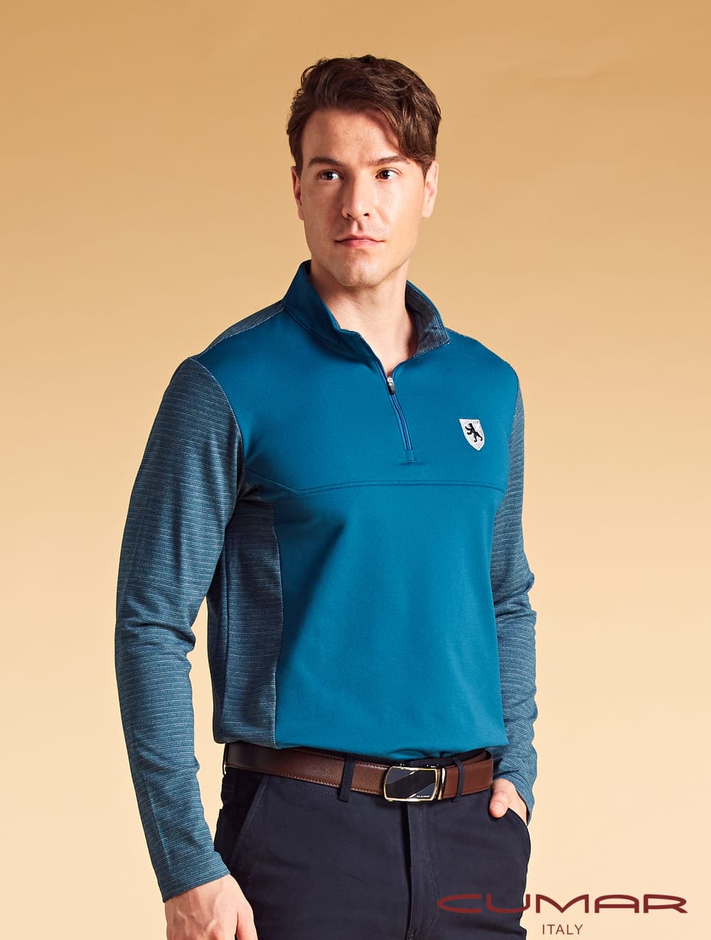 CUMAR 立領吸濕排汗拉鍊長袖POLO衫(HiCool)/219216