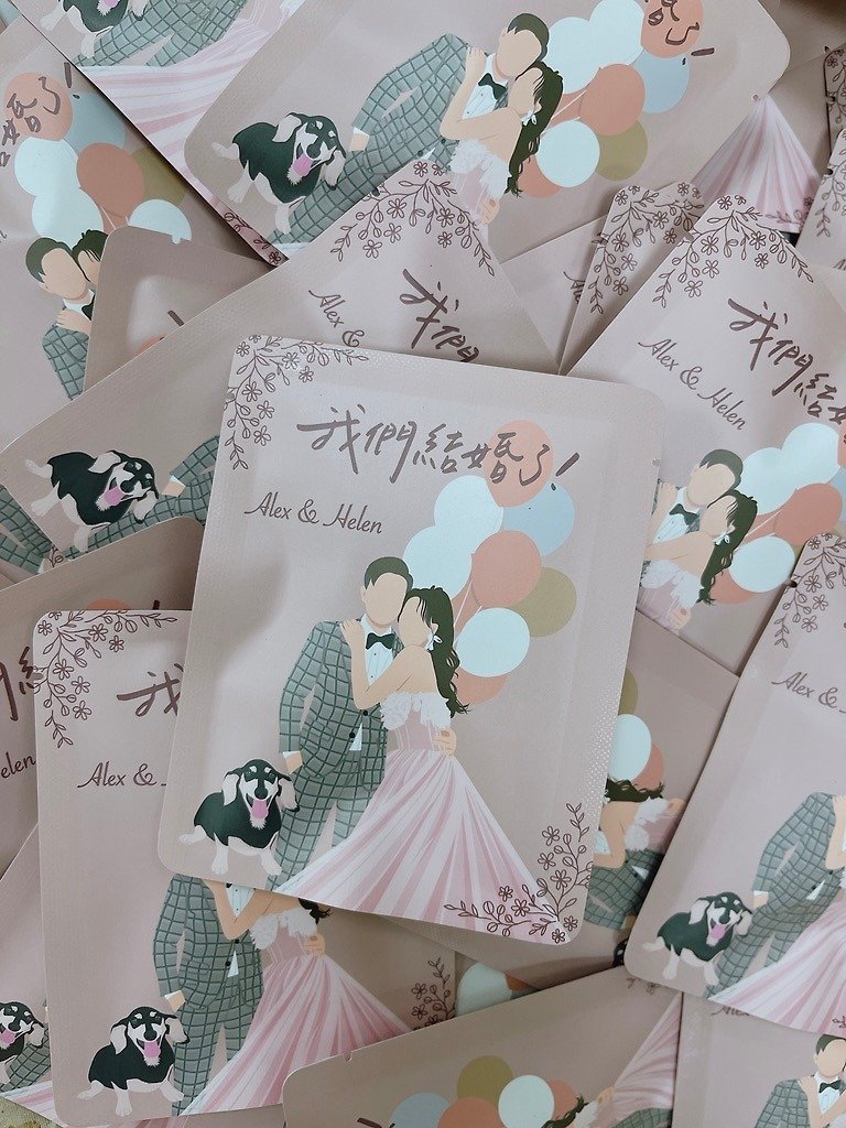婚禮小物客製 | 客製化茶包 | 似顏繪 | 三角茶包 | 喜茶 |烏龍茶