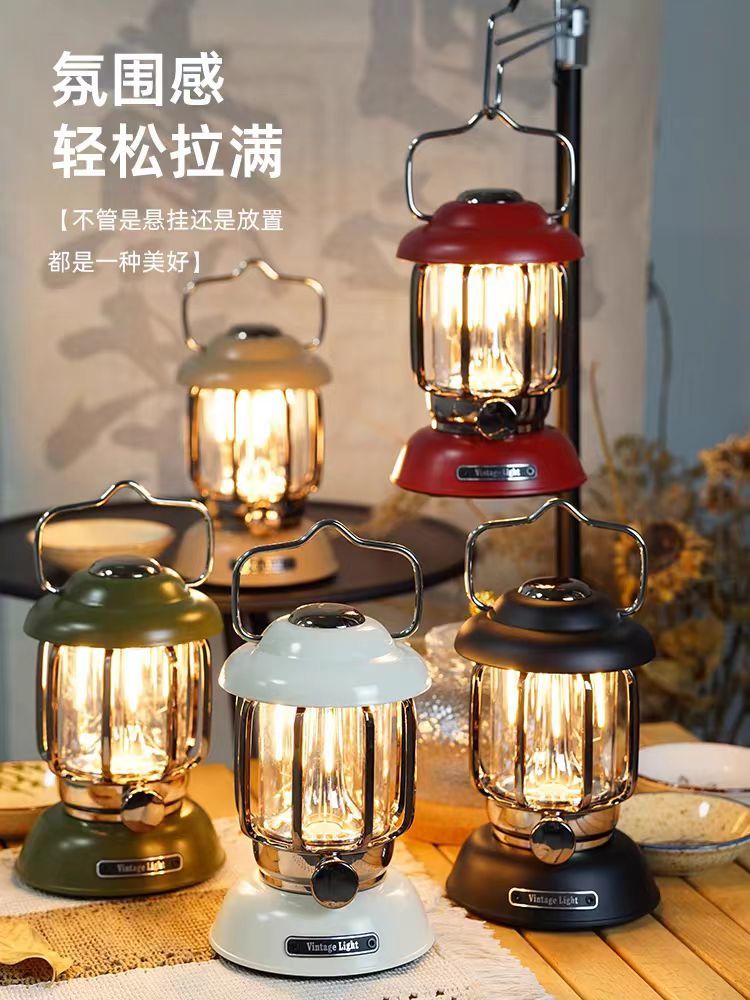 免運附發票 露營燈 新露營便攜手提帳篷燈超長續航氛圍燈掛式可充電玻璃兩用馬燈復古 最低價 快速出貨