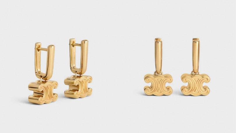 CELINE CHUNKY TRIOMPHE金色飾面耳環／23,000元（圖／品牌提供）