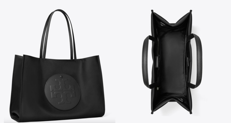 Tory Burch這款Ella托特包以大面積Logo為視覺焦點，採用環保回收尼龍材質製成，質地輕盈卻耐用，重點是包身容量寬敞，可輕鬆收納筆電、文件與日常用品。