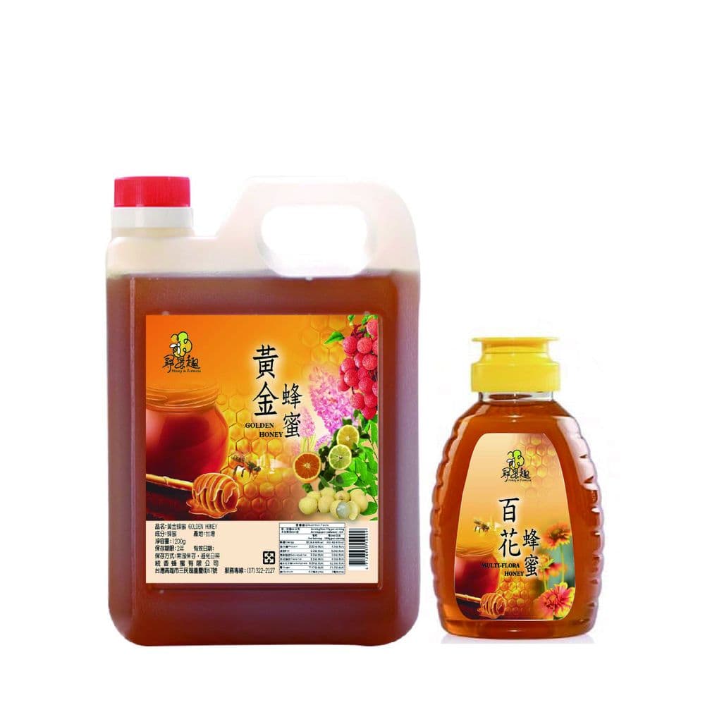 【尋蜜趣】(買大送小)尋蜜趣嚴選黃金蜂蜜1200g贈百花蜂蜜380g