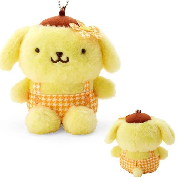 【震撼精品百貨】布丁狗 Pom Pom Purin ~日本SANRIO三麗鷗 布丁狗絨毛玩偶吊飾(復古千鳥格)*25965