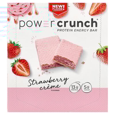 BNRG, Power Crunch 蛋白能量棒，草莓奶油，12 根，每根 1.4 盎司（40 克）