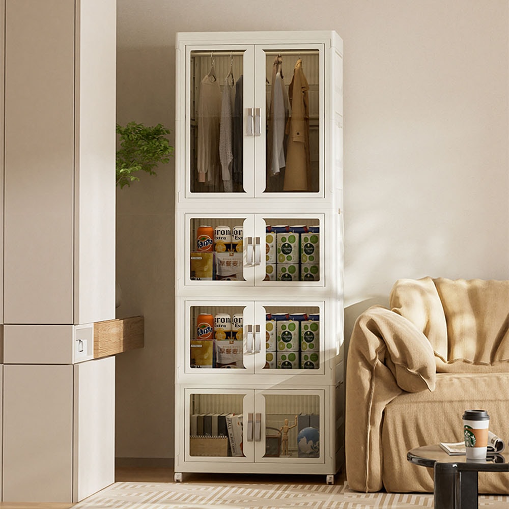 【AOTTO】輕奢質感雙開門四層折疊收納衣櫃(衣櫃 衣櫥 收納櫃)