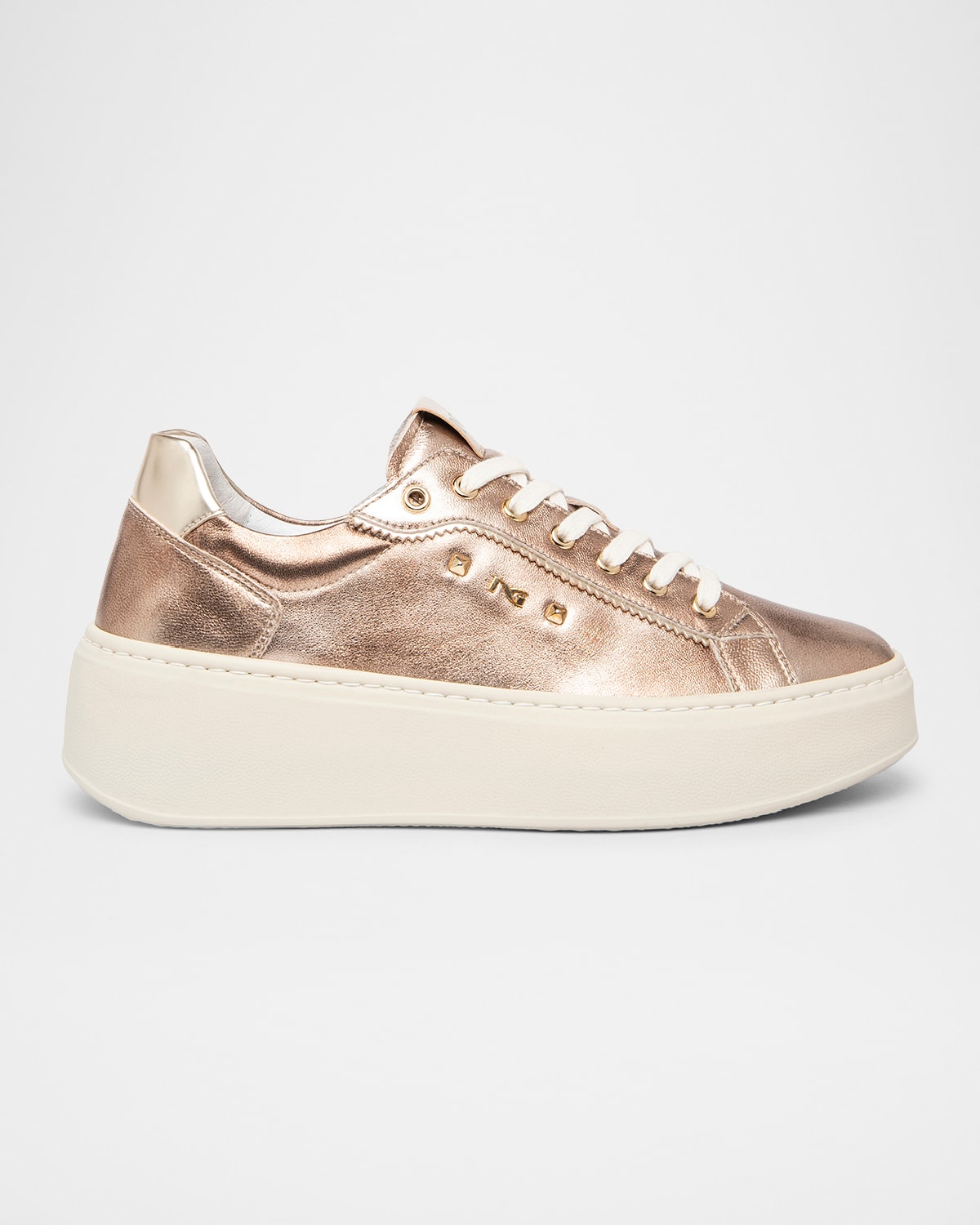 Metallic Leather Wedge Sneakers