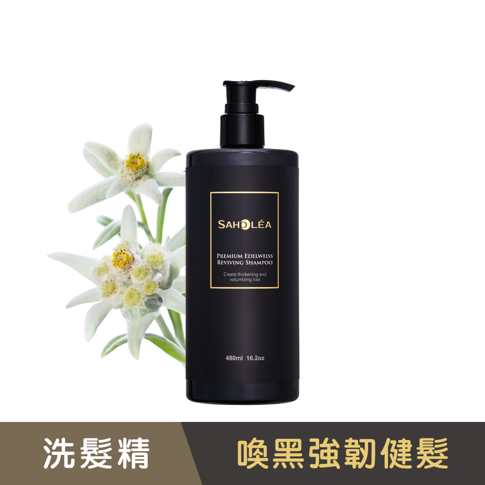 極沙龍雪絨花│逆齡健髮洗髮精480ml │SAHOLEA森歐黎漾【無矽靈洗髮精/強健髮根洗髮精】