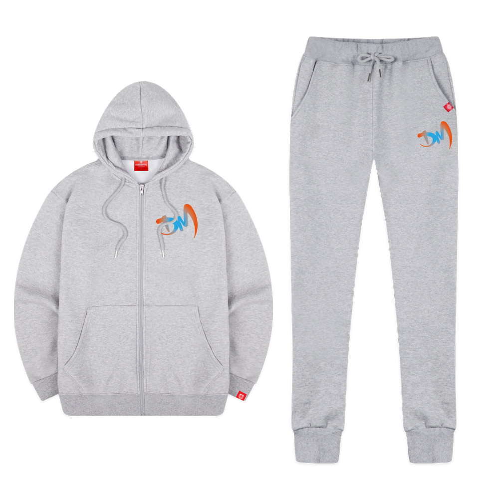 DMons 中性 DM 賽車拉鍊 + 慢跑褲套裝 MUE_0014 XL 灰色