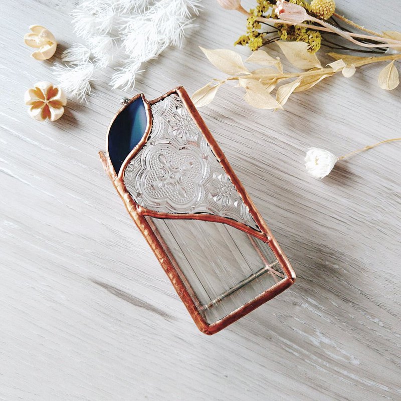 花器 花瓶 筆筒 海棠花 鑲嵌玻璃