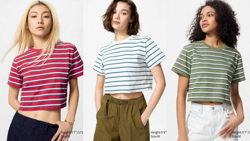 UNIQLO短版條紋T恤(短袖) ／290元（圖／品牌提供）